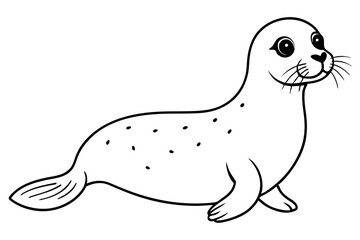 Fototapeta premium harbor seal line art silhouette vector illustration