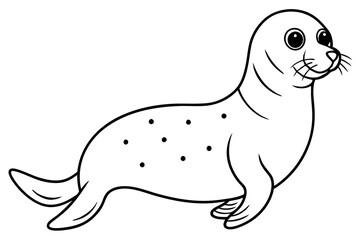 harbor seal line art silhouette vector illustration