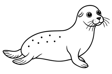 harbor seal line art silhouette vector illustration