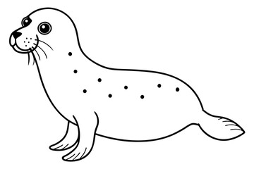 harbor seal line art silhouette vector illustration