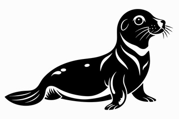 harbor seal line art silhouette vector illustration
