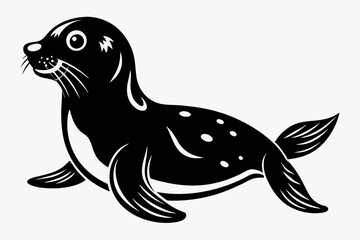 harbor seal line art silhouette vector illustration