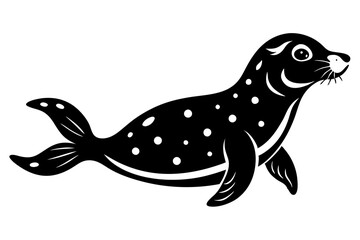 Obraz premium harbor seal line art silhouette vector illustration