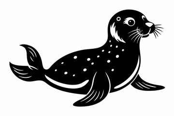 harbor seal line art silhouette vector illustration