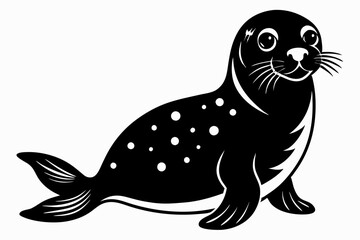 harbor seal line art silhouette vector illustration