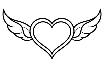 heart wing shape ornament line art silhouette vector illustration