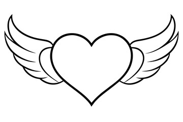 heart wing shape ornament line art silhouette vector illustration