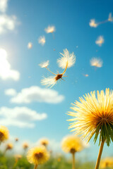dandelion on the sky background