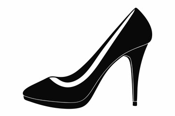high heel line art silhouette vector illustration