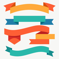 Set of the Ribbons, Set of Colorful Vintage Ribbons, Banners, badges, Labels - Design Elements on retro background, Ribbon & Banner Geometric Shape Set — Color Asset Pack