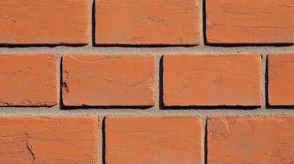 Obraz premium Close up view shows a brick wall with cement grout joints