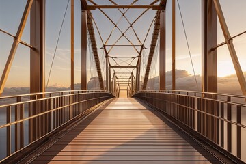 Obraz premium Futuristic Bridge Concept with Espresso and Ivory Background Showcasing Unity in Technology