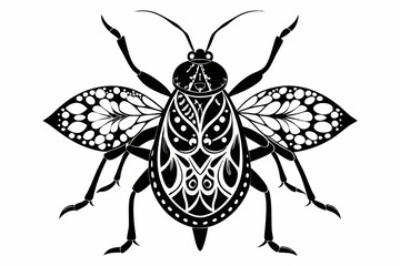 lace bug line art silhouette vector illustration