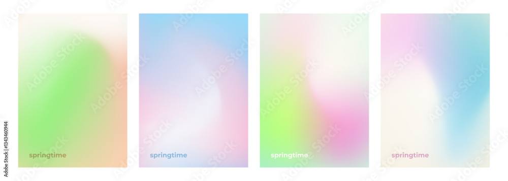 Aufkleber set of springtime theme defocused backgrounds with blurred color gradients. templates for creative s