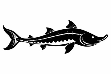 lake sturgeon line art silhouette vector illustration