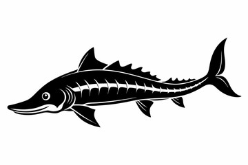 lake sturgeon line art silhouette vector illustration