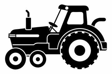 lawn tractor line art silhouette vector illustration