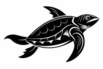 leatherback sea turtle line art silhouette vector illustration