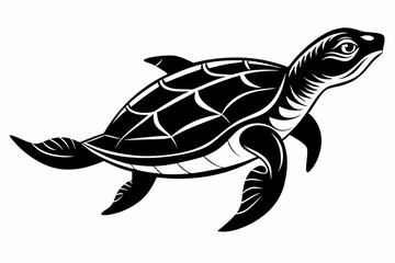 leatherback sea turtle line art silhouette vector illustration
