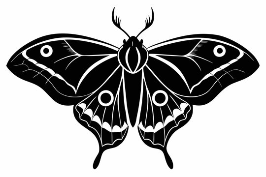 recommend clip art: luna moth line art silhouette vector illustration