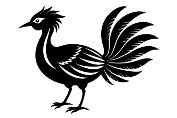 lyrebird line art silhouette vector illustration