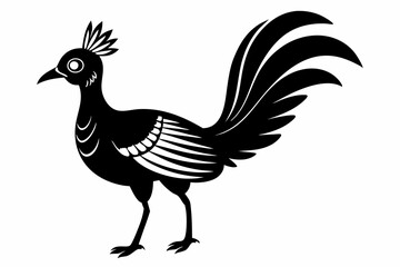 lyrebird line art silhouette vector illustration