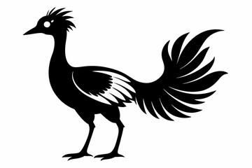 lyrebird line art silhouette vector illustration