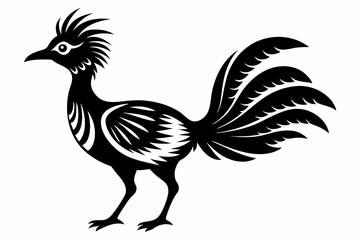 lyrebird line art silhouette vector illustration