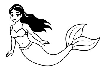 mermaid line art silhouette vector illustration