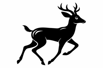 mule deer running line art silhouette vector illustration