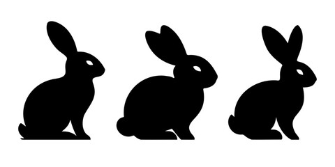 Fototapeta premium Set of bunny, rabbit, silhouette, cute illustration vector. 