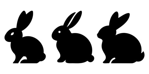 Set of bunny, rabbit, silhouette, cute illustration vector.
