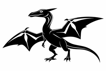 pterodactyl line art silhouette vector illustration © Pinak