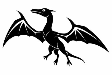 pterodactyl line art silhouette vector illustration © Pinak