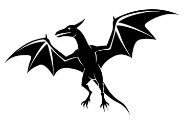 pterodactyl line art silhouette vector illustration