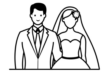 Newly wedding couple silhouette vector illustration