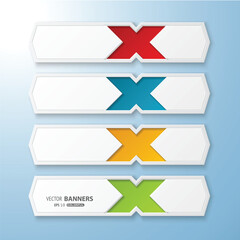 set of 4 Abstract colorful 3d banners frame with islamic arabesque style