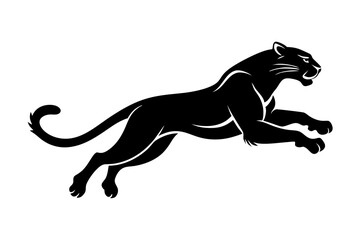 snow leopard jump line art silhouette vector illustration