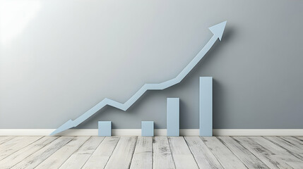 Light Blue Growth Chart In A Light Gray Room