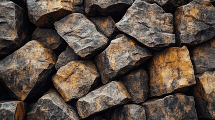 Fototapeta premium A closeup image showing a pile of irregularly shaped rocks