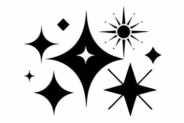 sparkles icons line art silhouette vector illustration