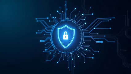 Cybersecurity Shield - Digital Data Protection, Encryption Technology, AI Firewall, Safe Online Transactions, IT Security, Cyber Threat Defense