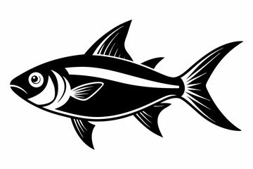 tetra fish line art silhouette vector illustration