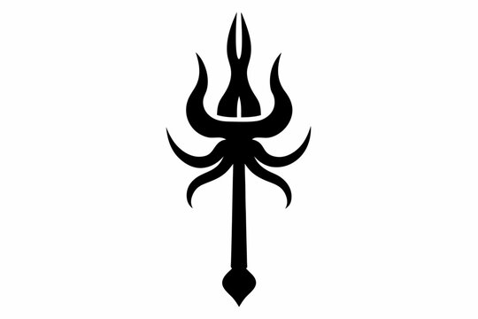 black trident symbol on white background clip art preview
