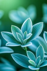 Fototapeta premium Close-up, Vibrant Green Hosta Leaves in a Lush Garden, Concept Gardening and Nature s Beauty.