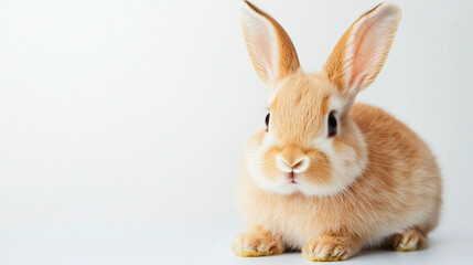 Obraz premium Adorable rabbit with fluffy fur on white background
