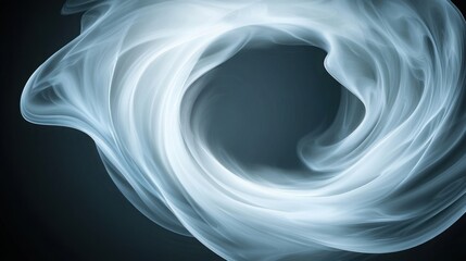 Obraz premium A dark gray, almost black background with softly glowing, ethereal clouds in shades of white and blue