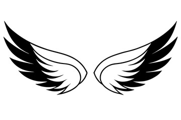 wings line art silhouette vector illustration