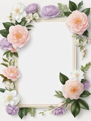 Floral Frame with Soft Pastel Roses