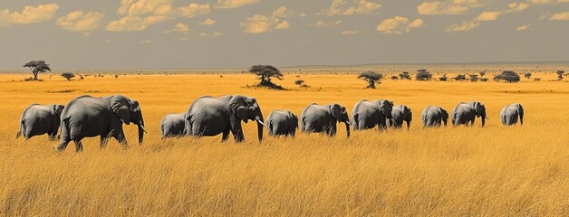 Elephants in Serengeti Gray and Gold ar 218
